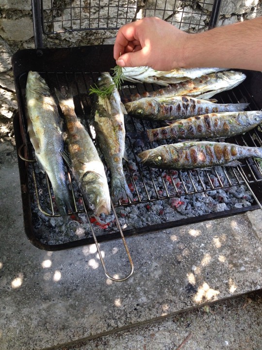 Fresh fish on the outdoor grill